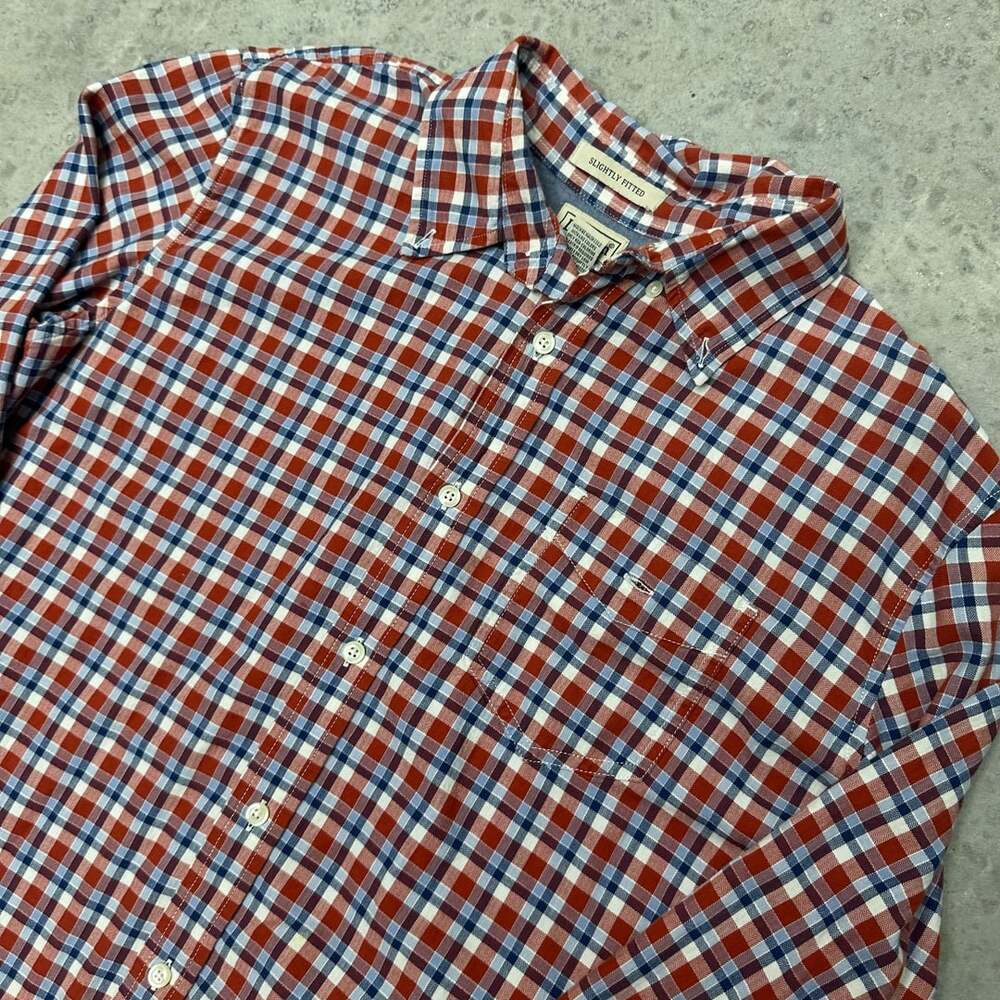 L.L. Bean Slightly Fitted Plaid Button Down - Large